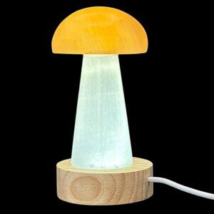 Selenite Crystal Mushroom Light Handcrafted Lamp Healing Glow Organic Home Décor